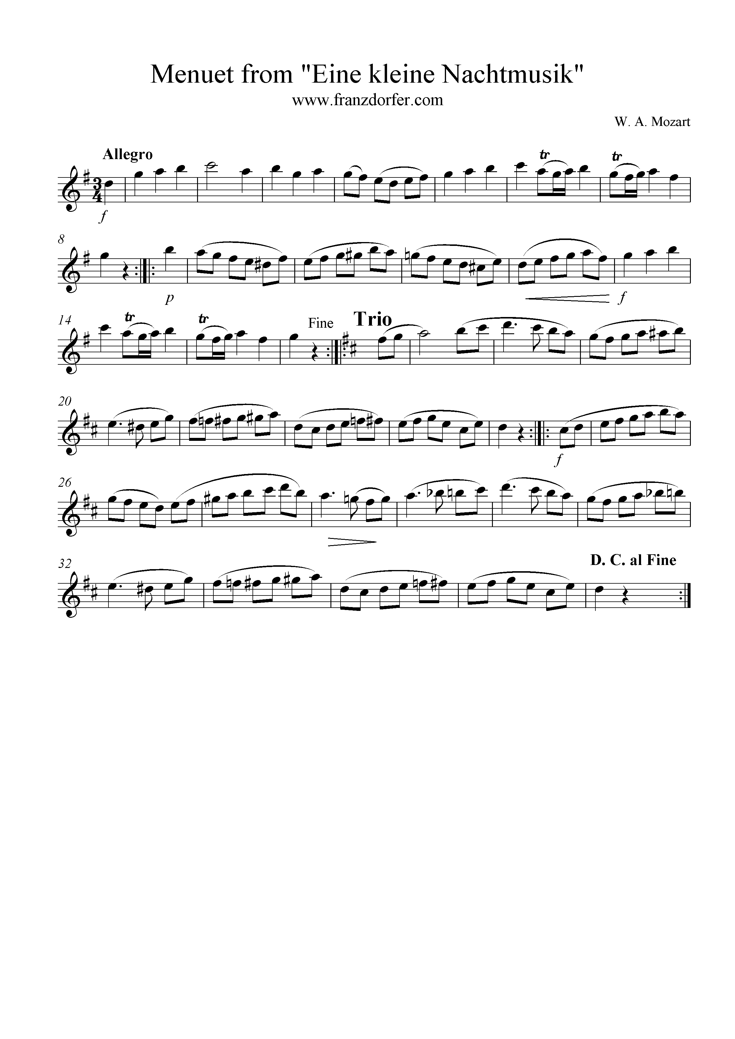 meneuet from eine kleine Nachtmusik